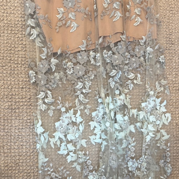 Wayf Floral Mesh Lace Embroidered Maxi Cocktail Dress - Picture 6 of 7